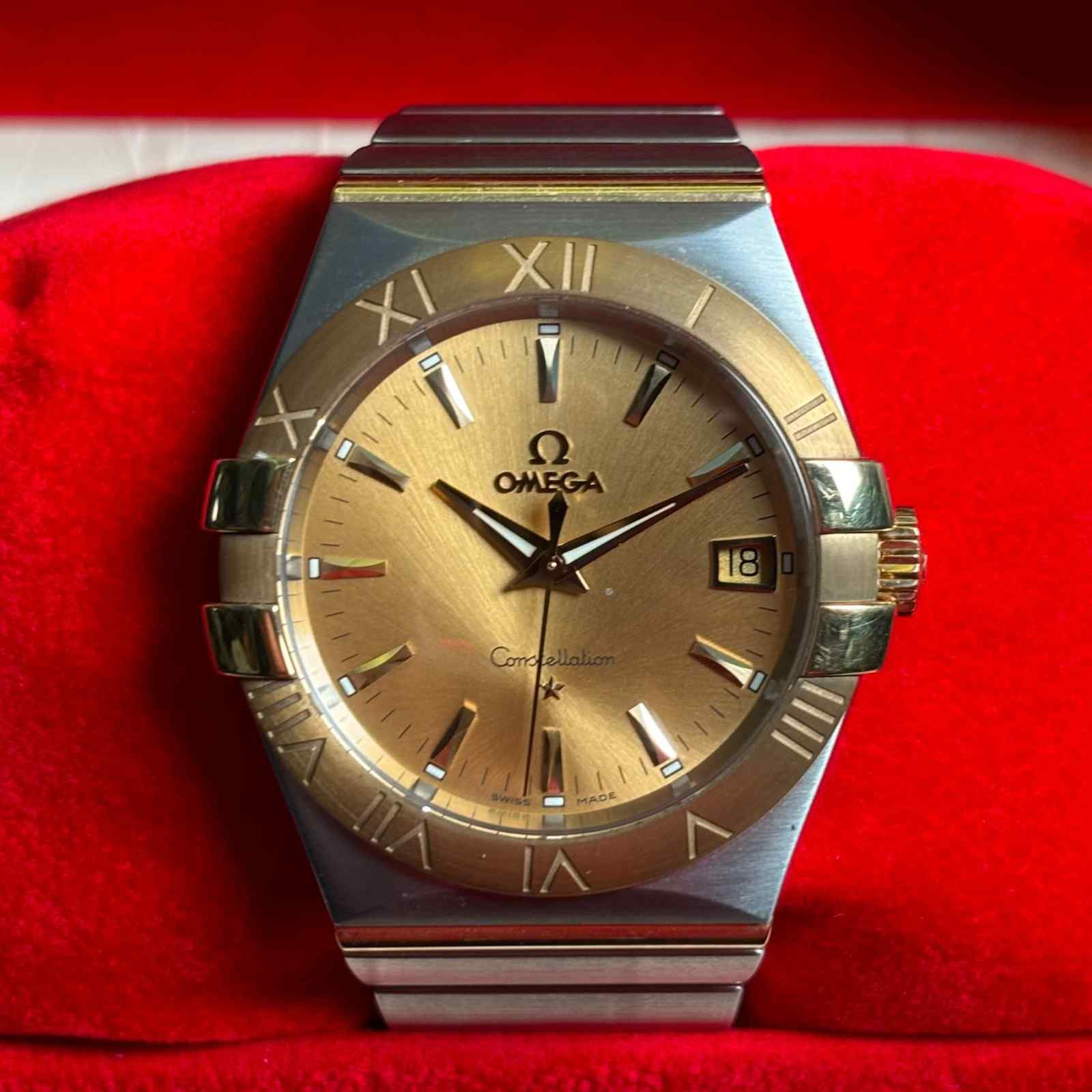 ساعت مردانه امگا 35 میلیمتری تمام میخ طلا آکبند Omega Constellation