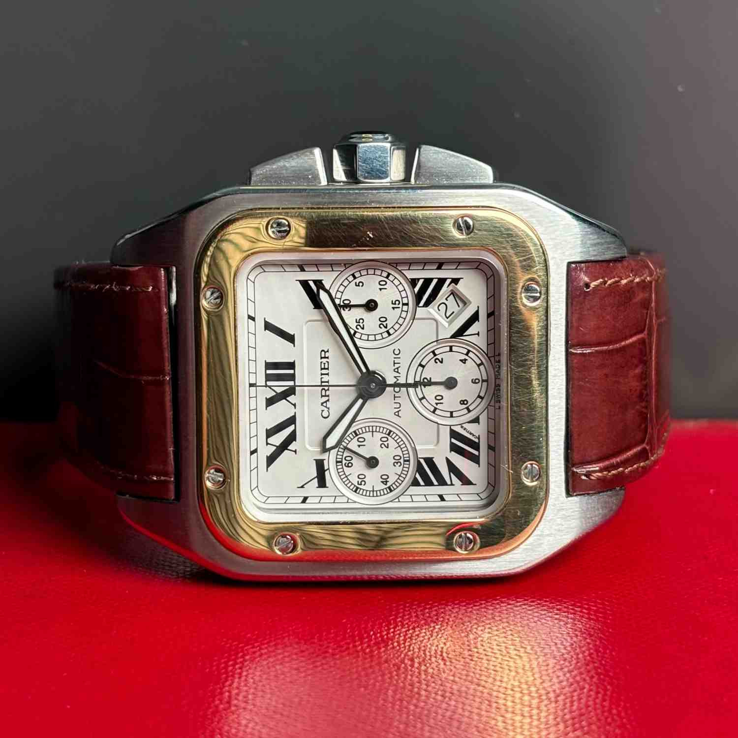 ساعت مردانه کارتیر 55.2*41.5 میلیمتری  1Cartier Santos 100