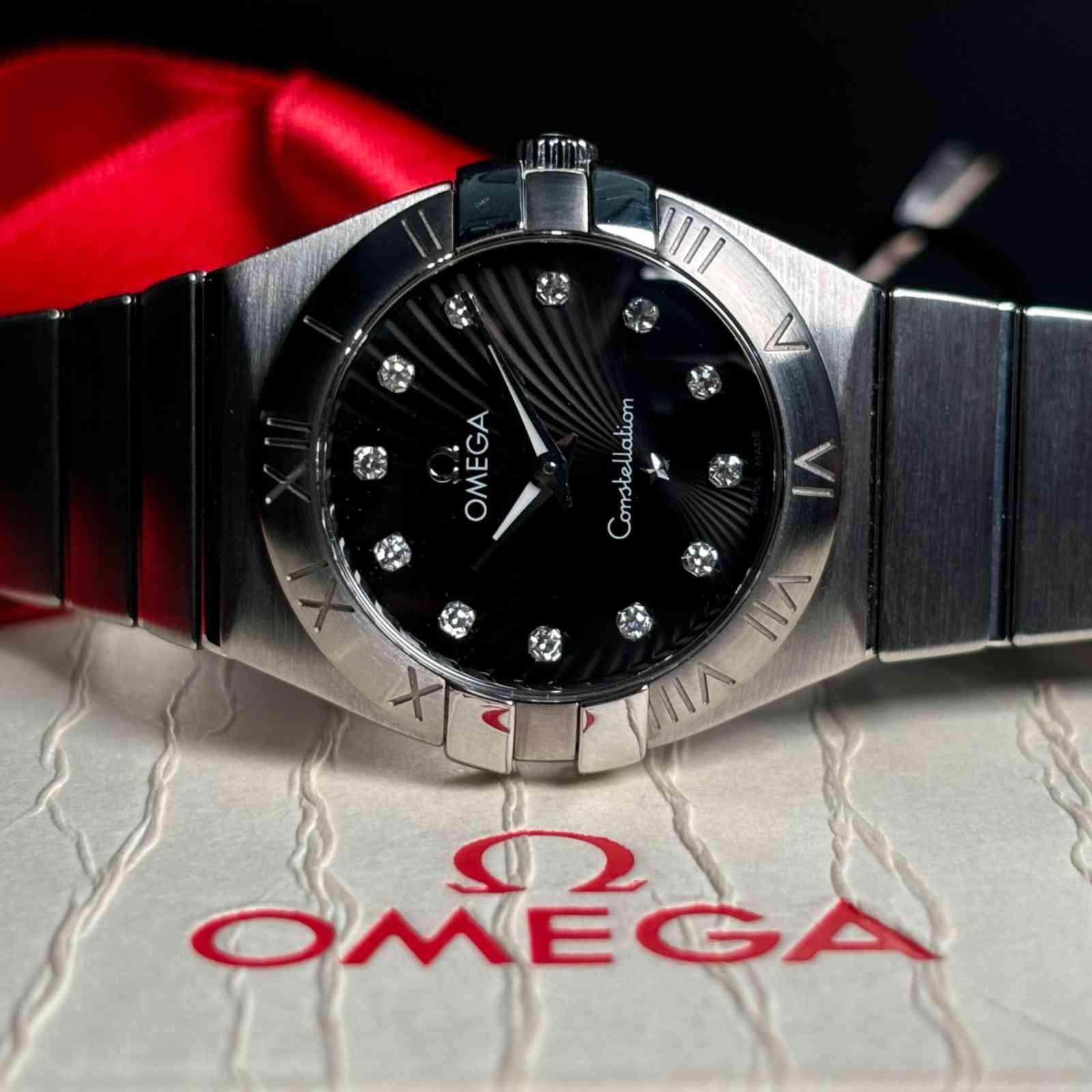 ساعت زنانه امگا 27 میلیمتری تمام استیل صفحه برلیان   Omega Constellation New Face