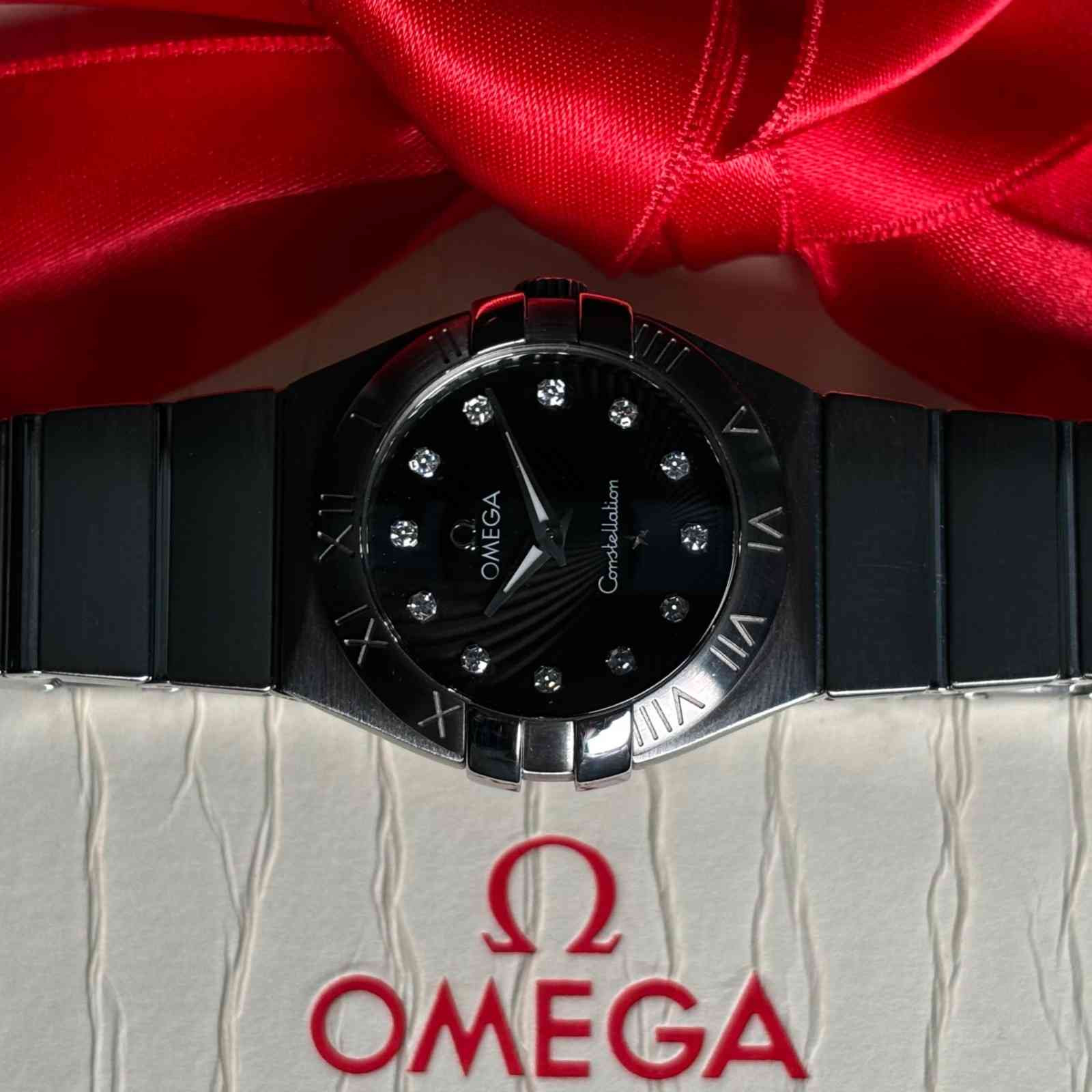 ساعت زنانه امگا 27 میلیمتری تمام استیل صفحه برلیان   Omega Constellation New Face