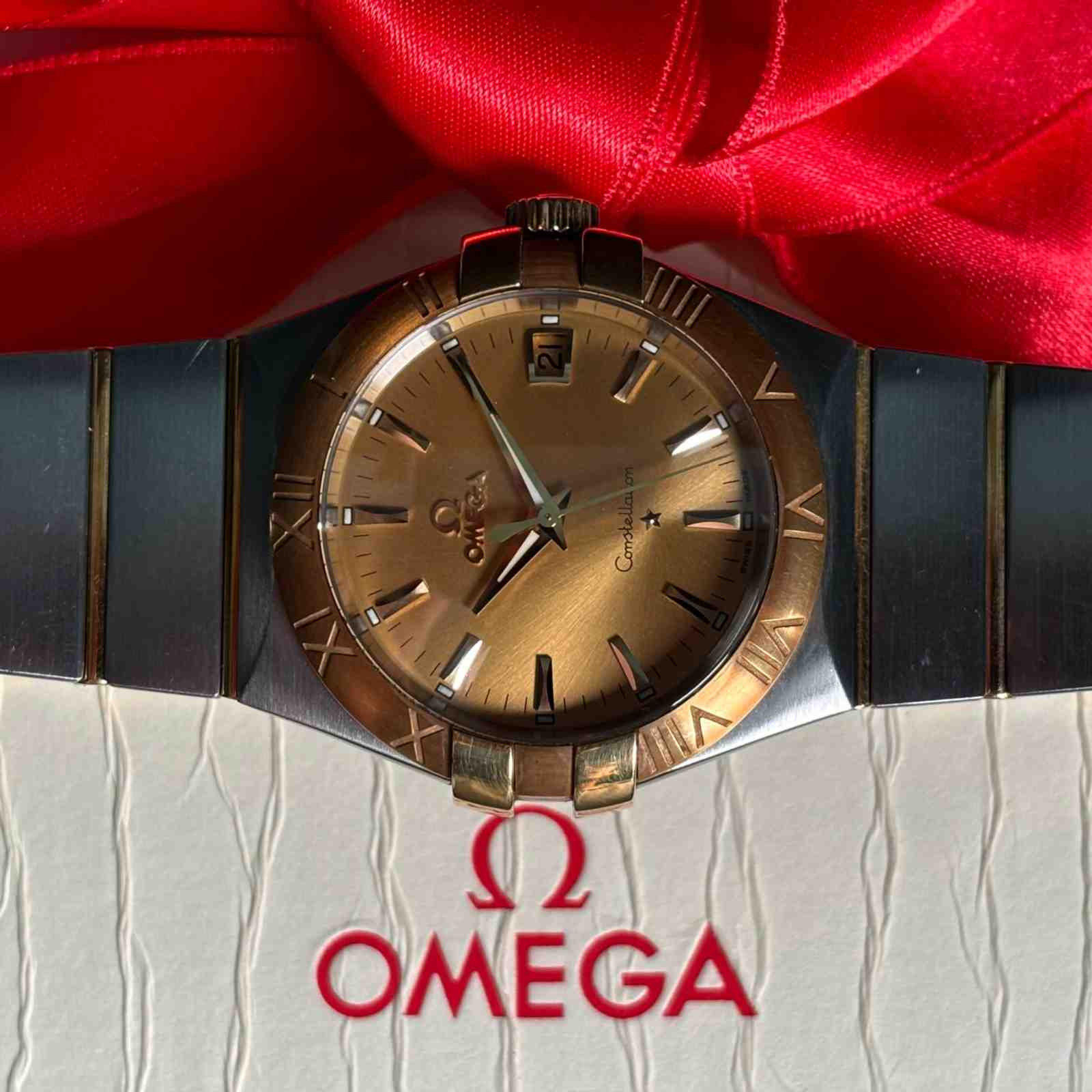 ساعت مردانه امگا 35 میلیمتری تمام میخ طلا Omega Constellation New Face