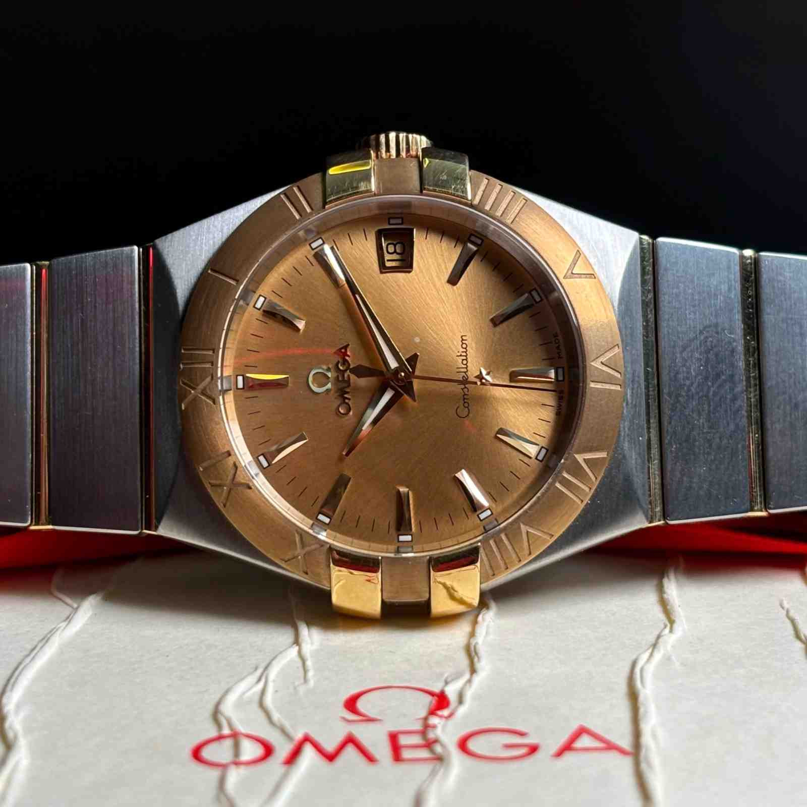ساعت مردانه امگا 35 میلیمتری تمام میخ طلا آکبند Omega Constellation