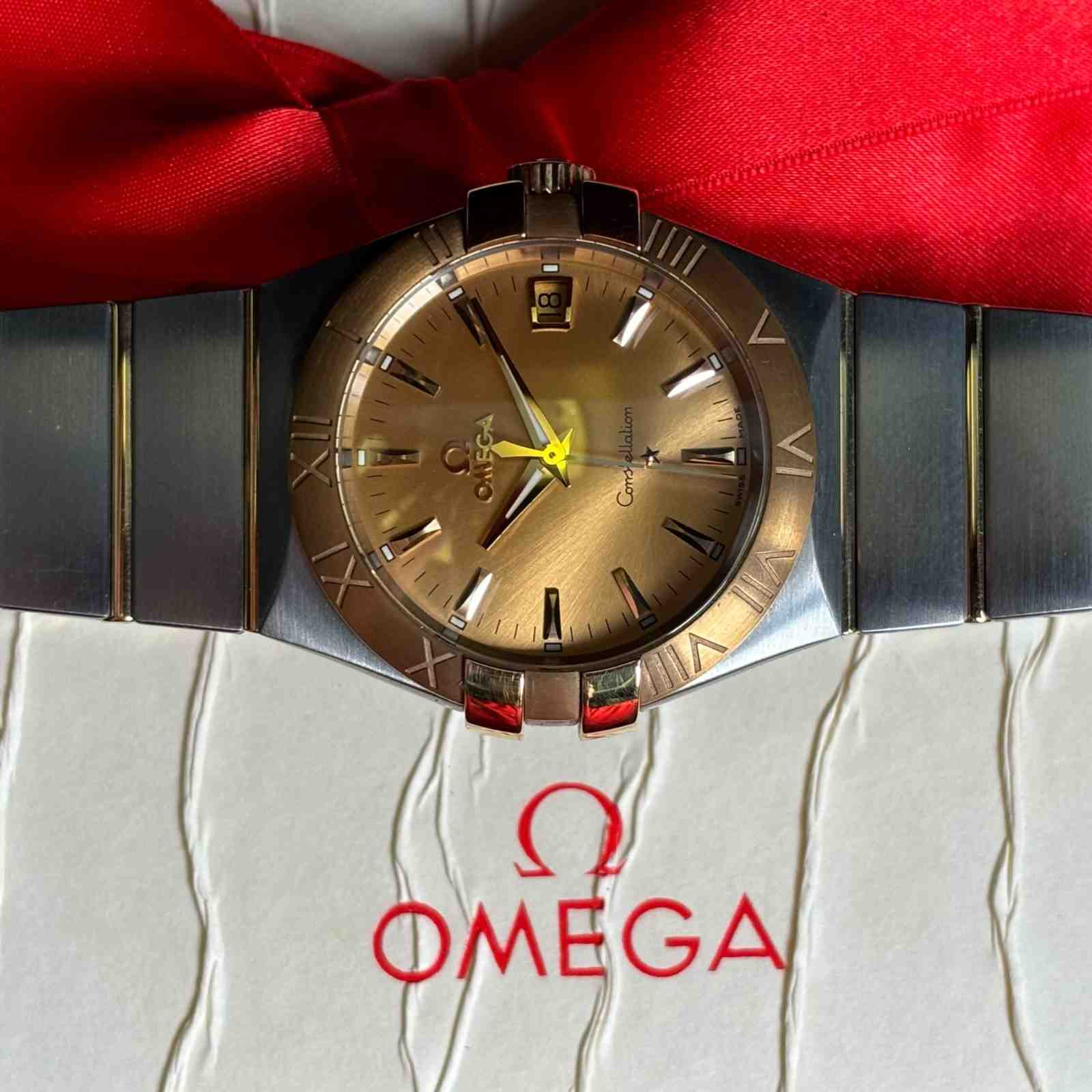 ساعت مردانه امگا 35 میلیمتری تمام میخ طلا آکبند Omega Constellation