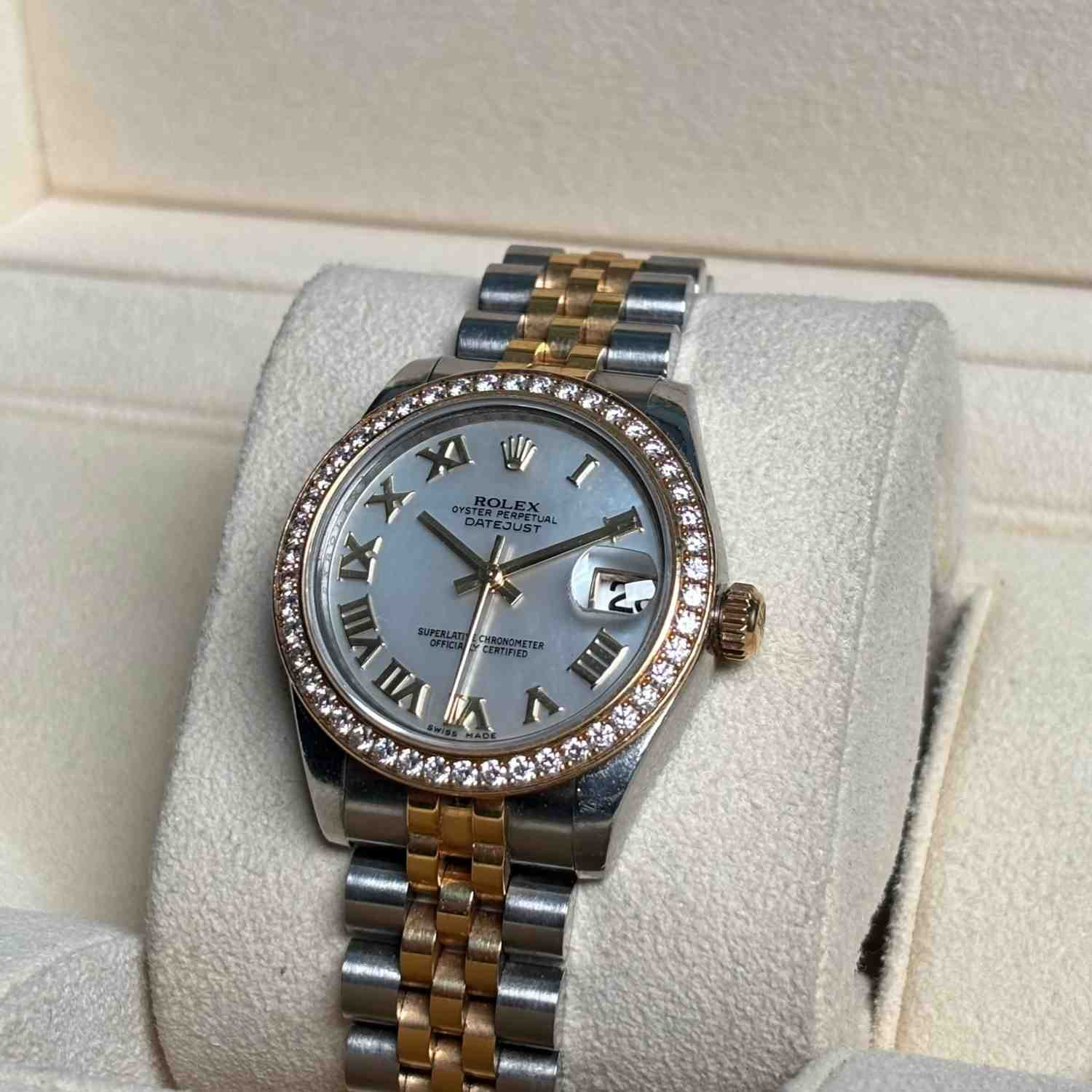 ساعت زنانه رولکس 31 میلیمتری صفحه صدف زه برلیان  ROLEX DATEJUST